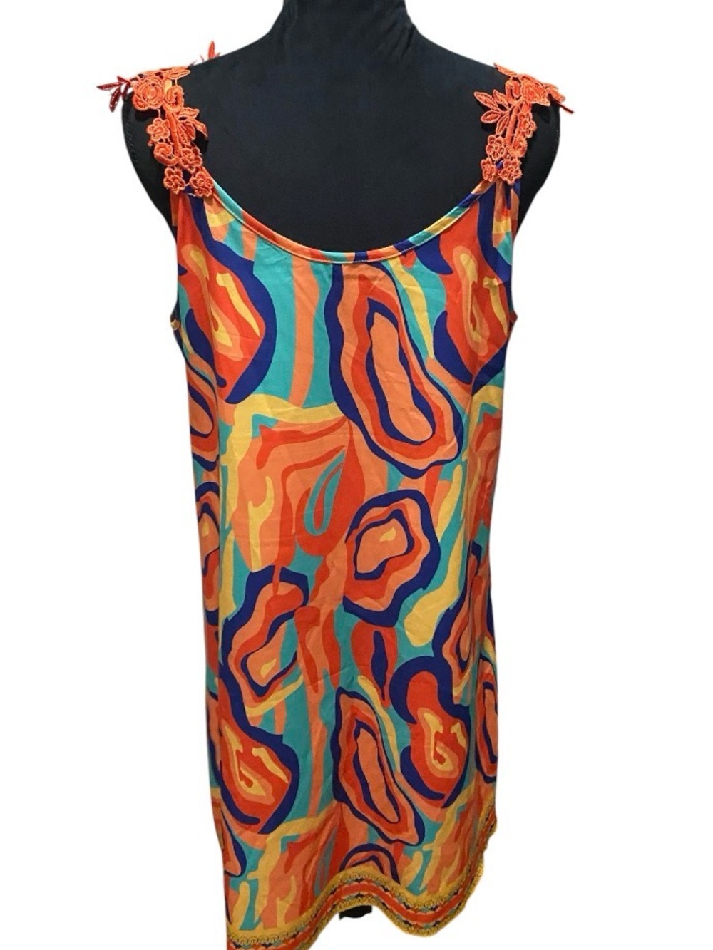 Vibrant Floral-Trim Sleeveless Dress - Picture 4 of 4